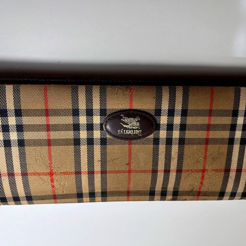 Burberry Long Wallet Fold Nova Check Billfold Horse Brown Leather